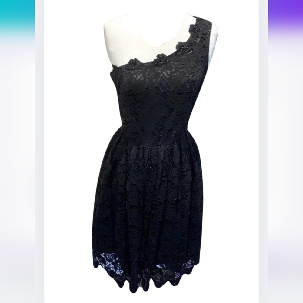 JS Boutique Womens Size 8 Beaded Lace One Shoulder Party Cocktail Dress 2391-o